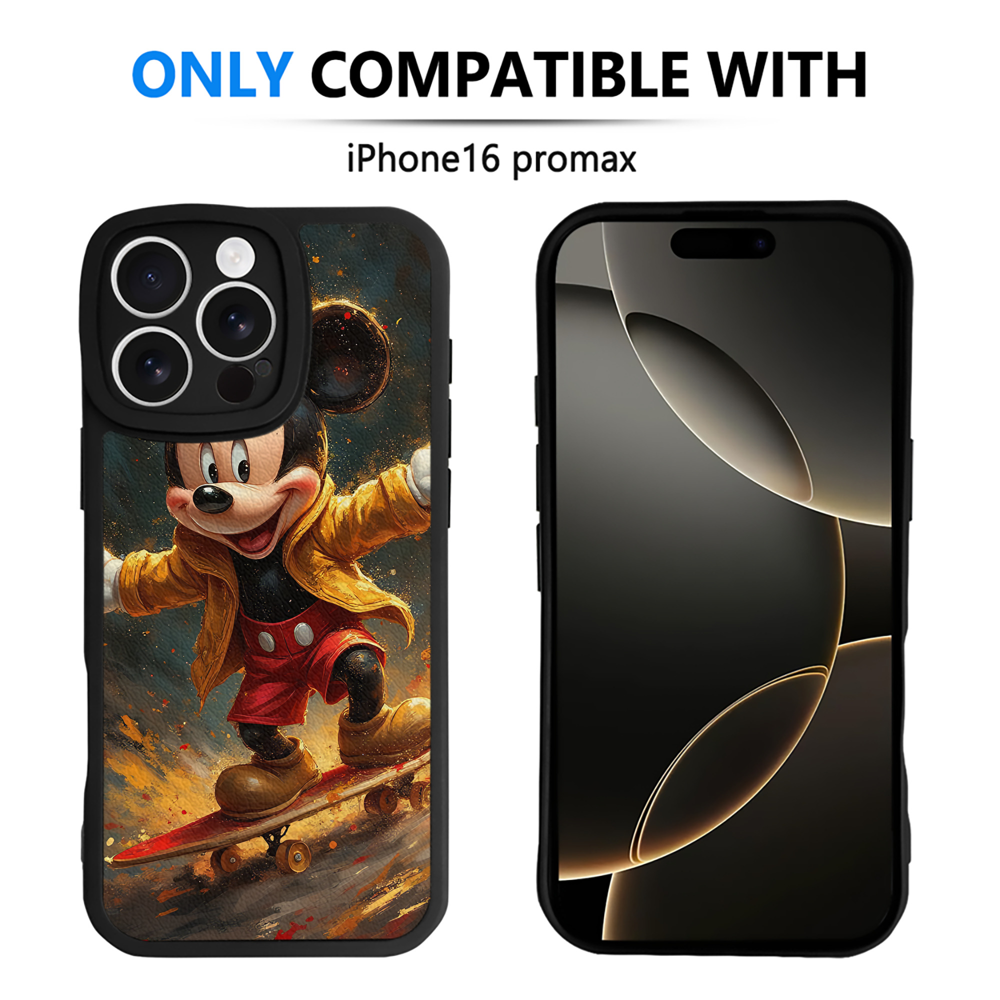 （画像用） ミッキーマウス Mickey Mouse 【iPhone 16シリーズ対応】シリコンスマホケース（レザー調） 材質：シリコン